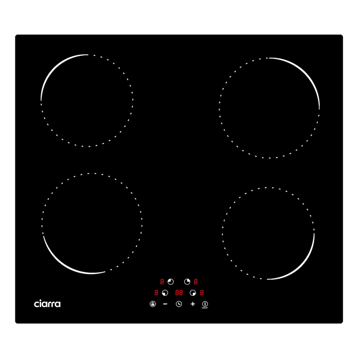 CIARRA Plaque à Induction 4 Foyers 6000W 60CM VM4BIH-C