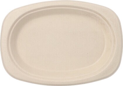 50 Teller, Zuckerrohr "pure" oval 23 cm x 16 cm x 2 cm natur