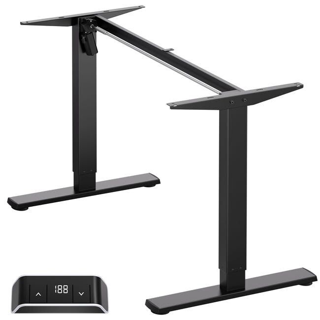 ONKRON Elektrisches Tischgestell, höhenverstellbar für 120-170 cm Tischplatten, bis 70 kg, Steh Sitz Schreibtisch, WDF221E-B Schwarz
