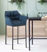 thumbnail of Barhocker GIBEL - Stoff Blau 64x48x110 cm Schwarz | Barstuhl Mit Lehne Tresenhocker Tresenstuhl Kneipenhocker Kneipenstuhl