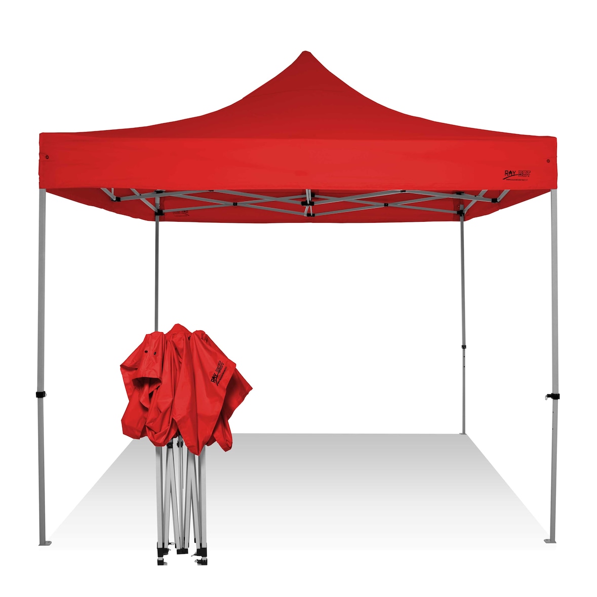 RAY BOT Gazebo pieghevole 3x3 rosso professionale senza laterali PVC 350g