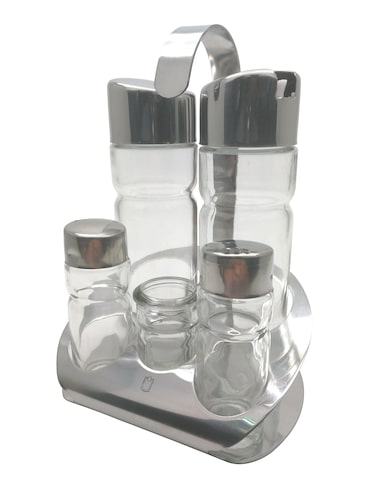 METRO PROFESSIONAL Juego de vinajeras, acero inoxidable/vidrio, 13,1 x 11,2 x 18,4 cm, 240 ml