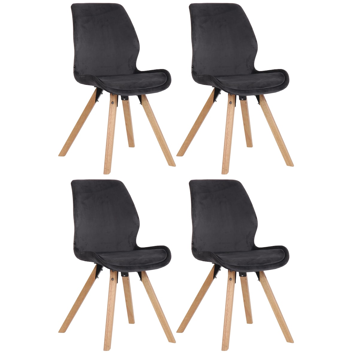 Set di 4 sedie Luna grigio scuro/Velluto