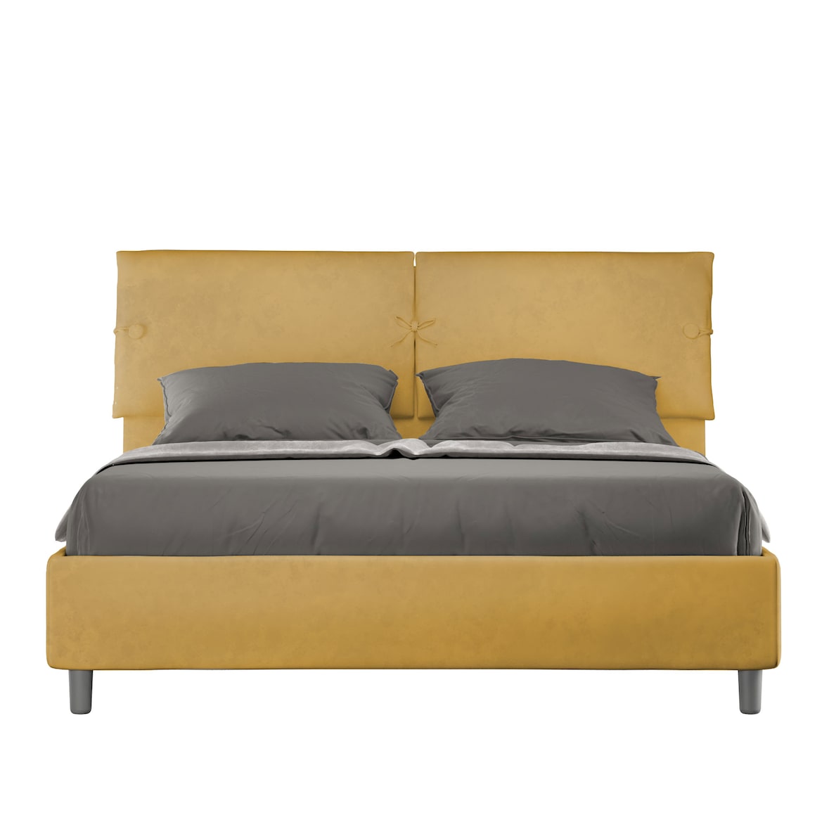 Cama doble sin somier acolchada 160x200 microfibra ocre Sleeper