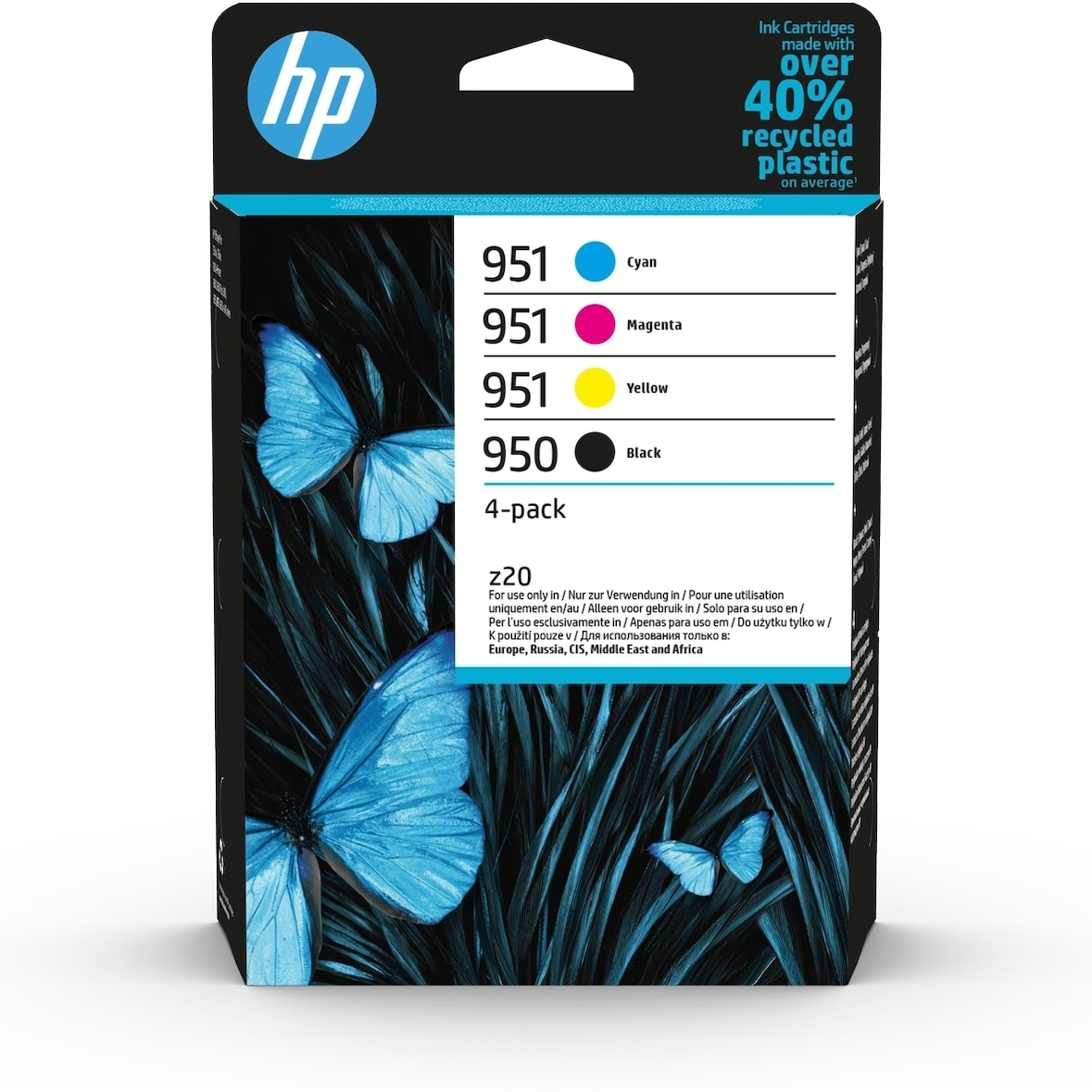 Hp 950/951 Pack De 4 Cartouches Dencre Authentiques, Noir/cyan/magenta/jaune C2p43ae Pour Imprimantes Hp Officejet Pro 8600