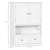 thumbnail of kleankin armario de pared para baño armario colgante mueble suspendido de baño con 2 puertas y 2 cajones para cocina estilo moderno 50,8x17,8x66 cm