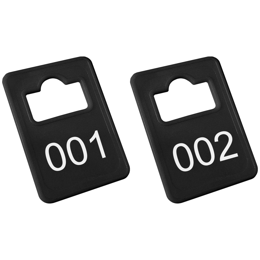 CombiCraft Garderobemarken 'Tiffany' Schwarz - 100 Stück - nummeriert von 1 bis 100 - aus Kunststoff - 36,3 x 50,5 mm mit Aufhängeloch