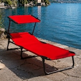 thumbnail of Lettino Pieghevole Con Tettuccio Regolabile Prendisole Parasole Schienale Reclinabile Regolabile Giardino Piscina 187 x 53 x 24 Cm Rosso