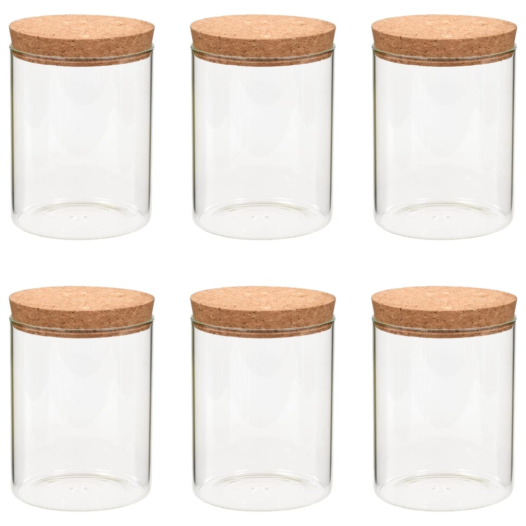 vidaXL Opbergpotten met kurken deksel 6 st 650 ml glas