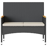 thumbnail of vidaXL Gartenbank 2-Sitzer mit Kissen und Tisch Schwarz Poly Rattan