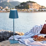 thumbnail of Lampada a led da tavolo Poldina Pro Blu Avio ricaricabile e dimmerabile con batteria fino a 12 ore. Da uso esterno IP65