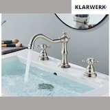 thumbnail of JULIAN | Vintage 3-Loch Badarmatur Silber gebürstet | Premium Retro Edelstahl Wasserhahn Waschbecken | Antike 2-Griff Mischbatterie Hotel Gastronomie