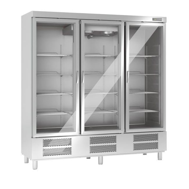 KBS Edelstahltiefkühlschrank mit Glastüren 1465 Liter 3 türig 2055x735x2160 mm