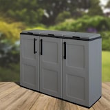 thumbnail of Armoire de Tri Sélectif 3 Poubelles Gris - Meuble de Recyclage Extérieur Gris - Dimensions 102 x 37 x 84 cm - INTEC