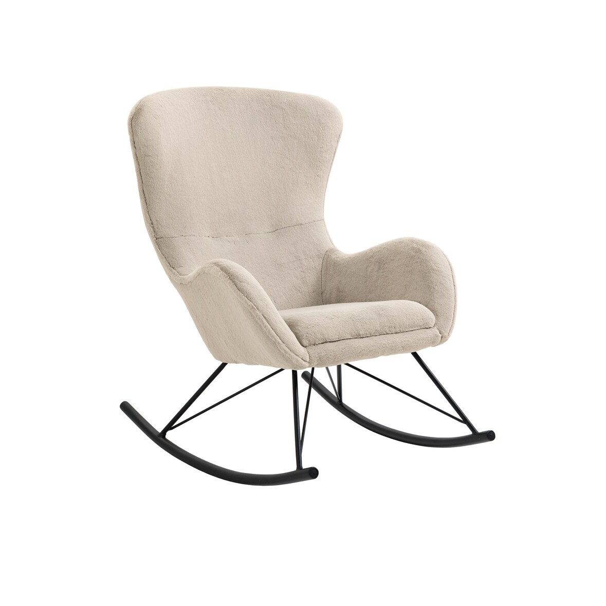 SalesFever Schaukelstuhl | Bezug Lammfelloptik | B 70 x T 94 x H 102 cm | Beige