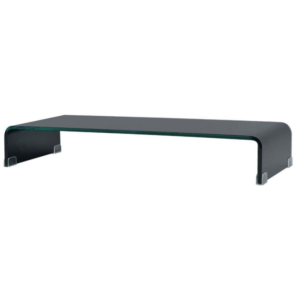 Helloshop26 - Meuble télé buffet tv télévision design pratique support pour moniteur 80  cm verre noir 2502015