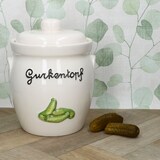 thumbnail of Gurkentopf Gürki 3 Ltr Porzellan weiß Gurkenmotiv Gärtopf Sauerkrauttopf Rumtopf