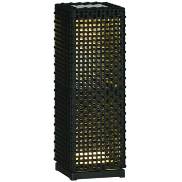 Outsunny Candeeiro de Jardim Candeeiro Solar de Exterior com Luzes LED Controlo Automático para Varanda Pátio 15,5x15,5x47cm Preto