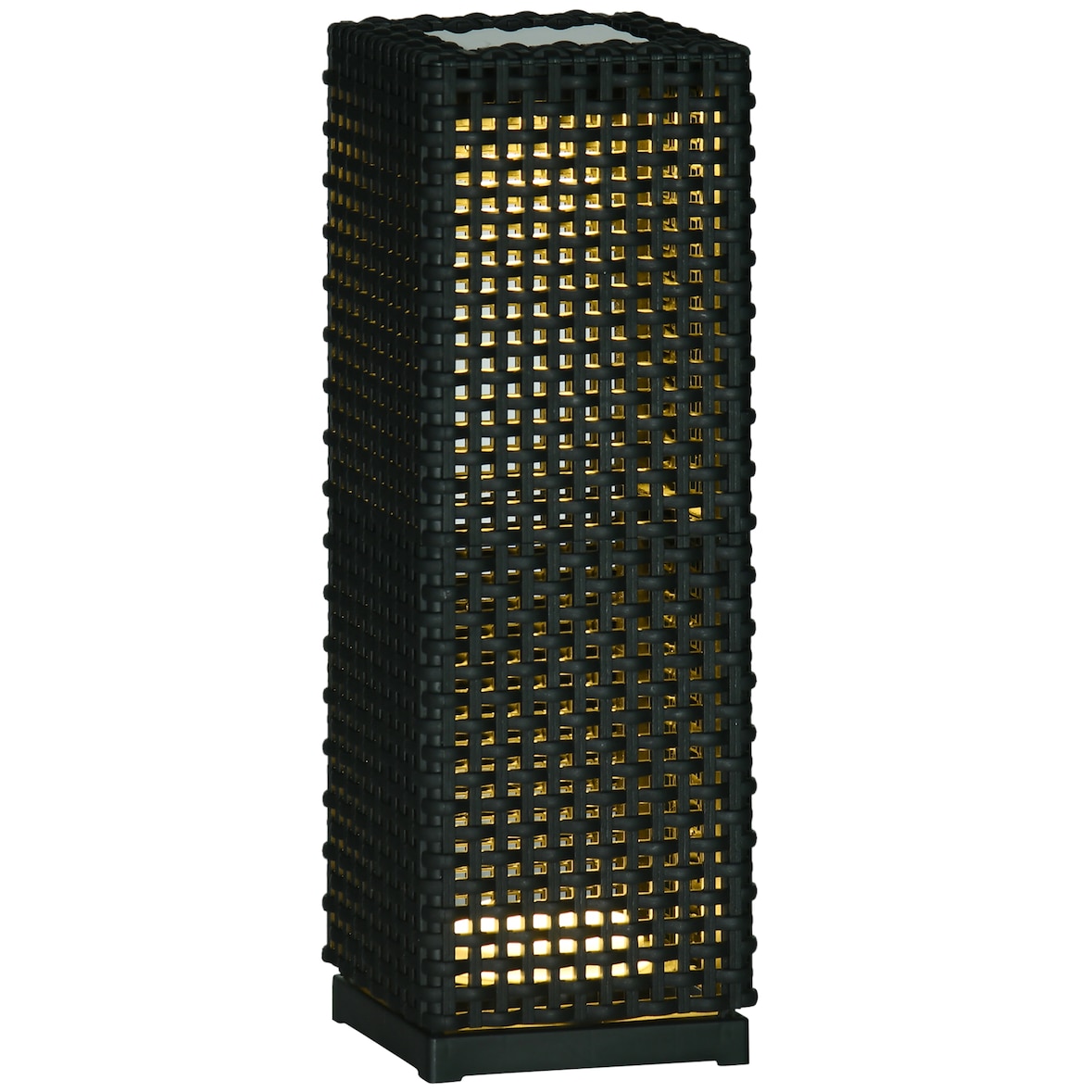 Outsunny Candeeiro de Jardim Candeeiro Solar de Exterior com Luzes LED Controlo Automático para Varanda Pátio 15,5x15,5x47cm Preto