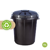 thumbnail of Collecteur industriel de 70 litres avec couvercle. Couleur noire.