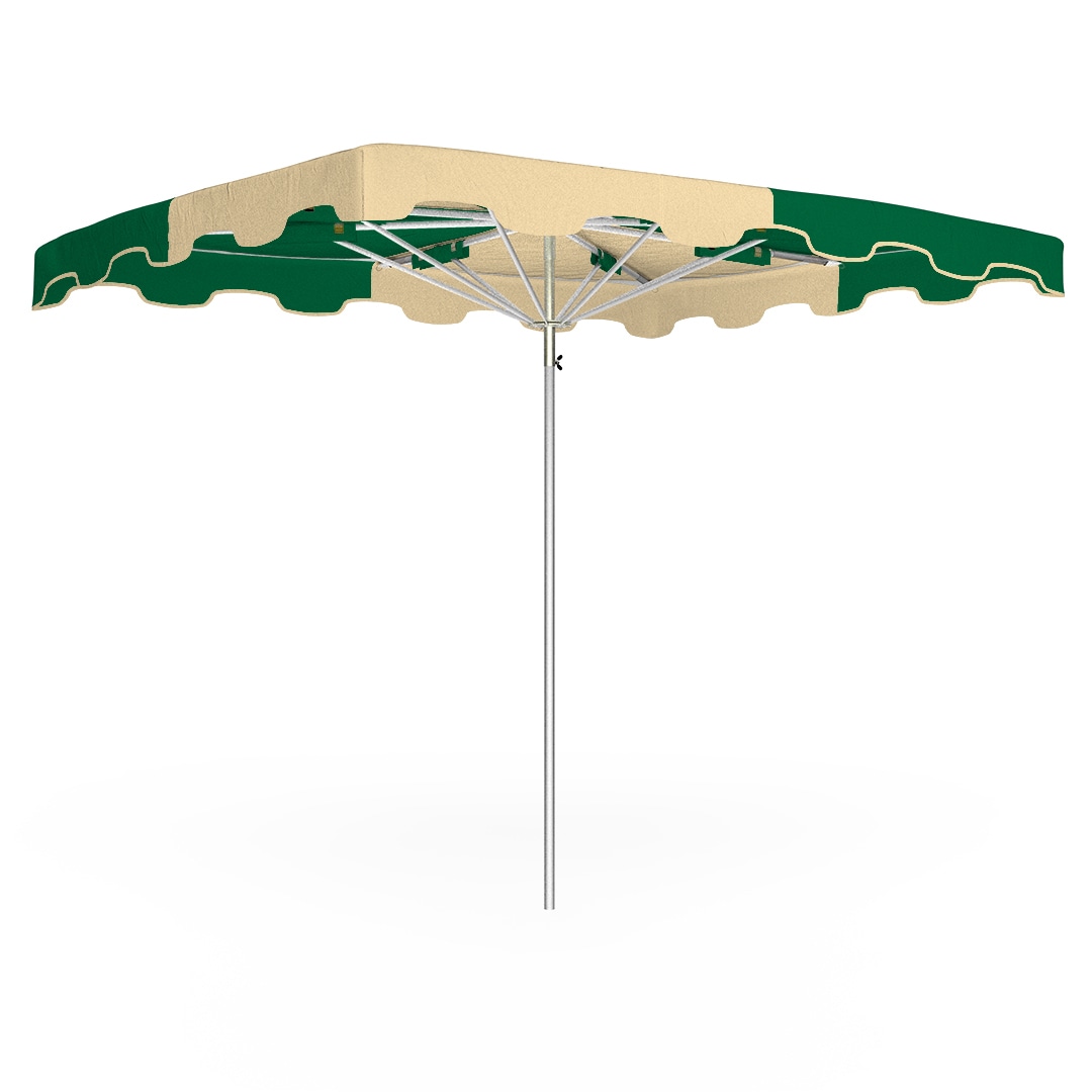 Parasol de marché forain 220x180cm Vert et Ivoire - Armature + Toile + Housse