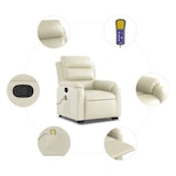 thumbnail of vidaXL Massagesessel mit Aufstehhilfe Creme Kunstleder