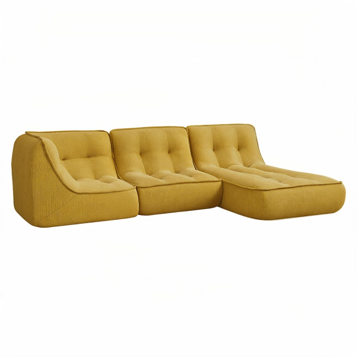 Canapé modulable en velours 250 x 165 x 70 cm 3 places jaune