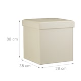 thumbnail of Relaxdays Faltbarer Sitzhocker, Sitzcube mit Stauraum u. Deckel, Fußablage, Sitzwürfel Kunstleder, 38x38x38 cm, creme