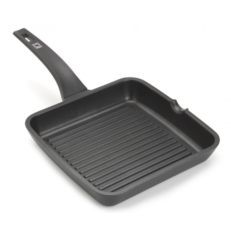 Pintinox Sartén parrilla Efficient Aluminio Prensado Antiadherente, Negro, Cm 22