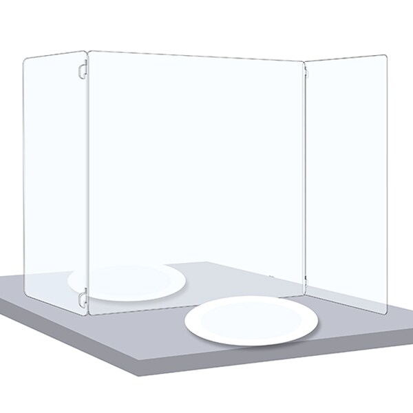Protection Table plexiglass forme "S" -  60x(2x20)x60mm  Etiq-Etal