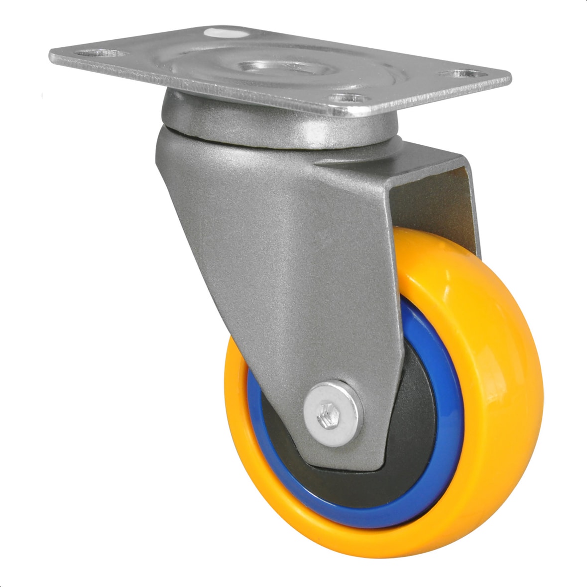 WAGNER Design - 3C Lenkrolle soft - Durchmesser Ø 50 mm, Kugellager, blau/gelb, Tragkraft 50 kg- 01225001