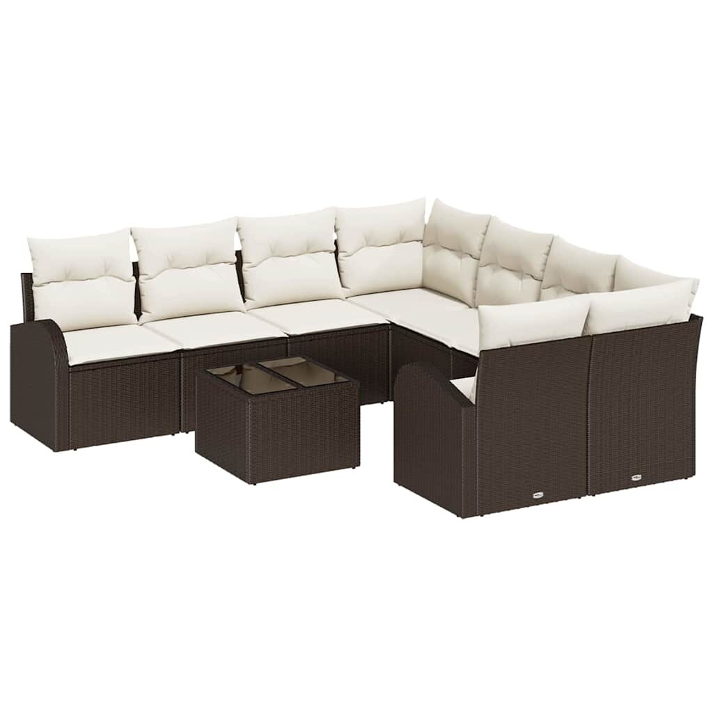 vidaXL Garten-Sofa-Set 9 pcs Braun 55 x 55 x 37 cm Poly-Rattan