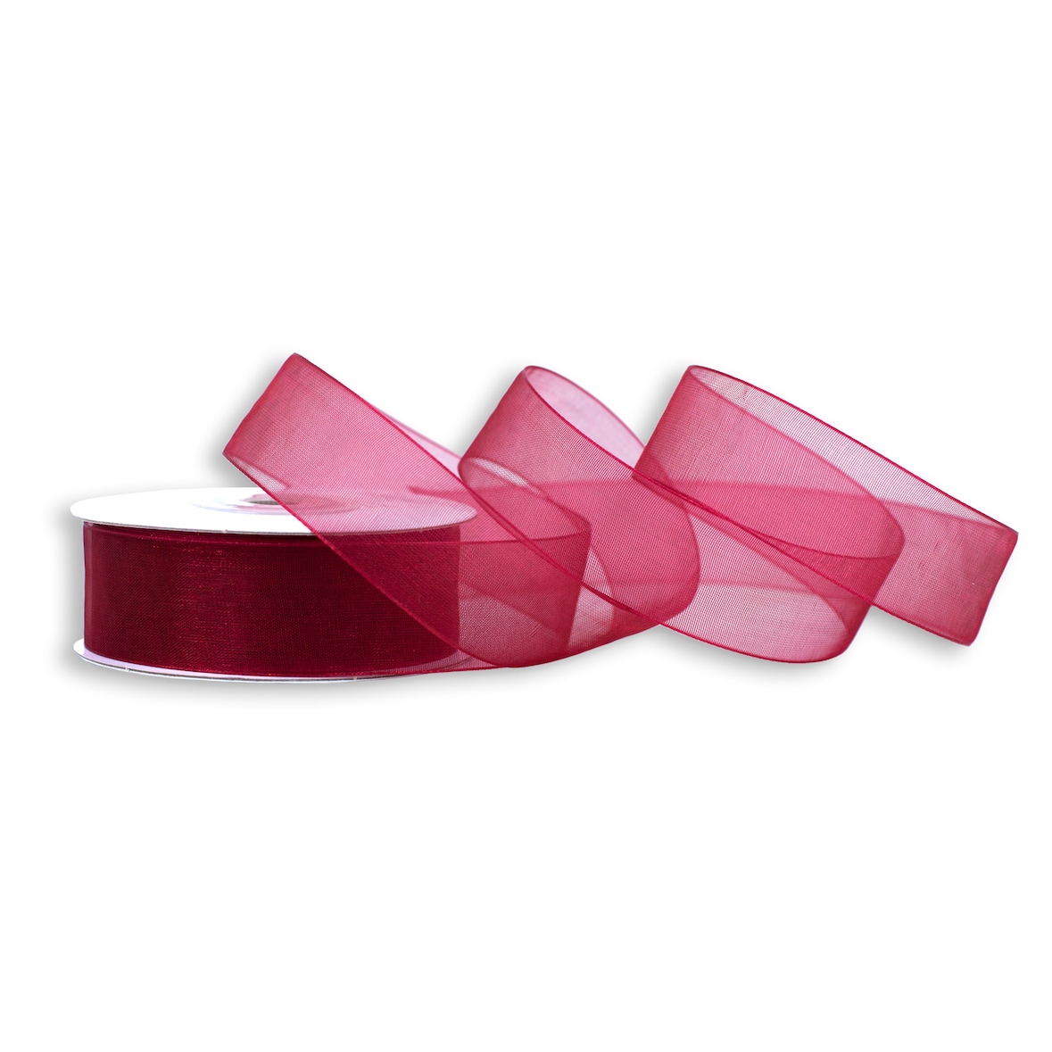 25mm Organzaband 25m Chiffonband Schleifenband Geschenkband Deko Stoffband Bordeaux