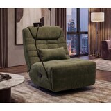 thumbnail of Relaxsessel HWC-P92, TV-Sessel Fernsehsessel, drehbar Kippfunktion Handyhalterung, Stoff Chenille (260g/m²) ~ grün