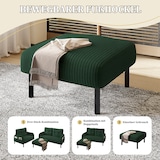 thumbnail of Fußhocker Cordstoff Smaragdgrün 56x51x39 cm, weich gepolstert mit Metallgestell