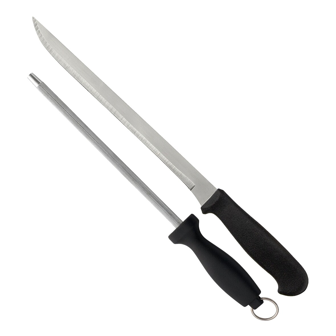 Well Home - Set de Cuchillo Jamonero 25 cm y Chaira 21 cm en acero inoxidable de alta calidad