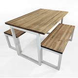 thumbnail of Conjunto Mesa y Bancos iCub Strong Blanco 120x80cm en madera maciza de pino acabado vintage estilo industrial Box Furniture
