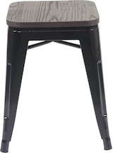 thumbnail of 4er-Set Hocker HWC-A73 inkl. Holz-Sitzfläche, Metallhocker Sitzhocker, Metall Industriedesign stapelbar ~ schwarz
