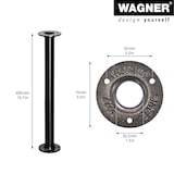 thumbnail of WAGNER Möbelbein/Tischbein/Möbelfuß INDUSTRIAL PIPE - Ø 30 x 400 mm, 2 Anschraubplatten Ø 75 mm, Stahl schwarz- 12504001