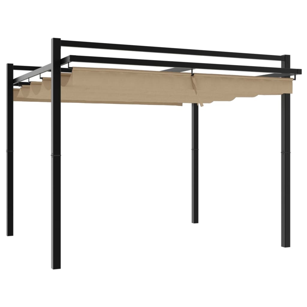 vidaXL Prieel met uittrekbaar dak 3x3 m aluminium taupe