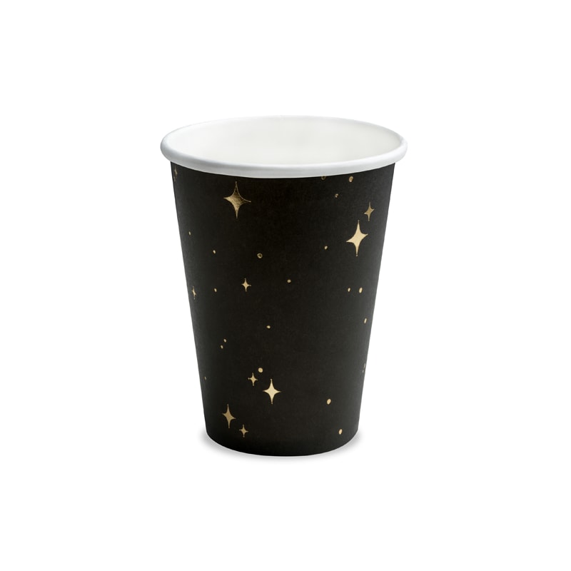 6 Becher schwarz mit Muster gold