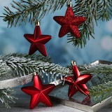 thumbnail of Christbaumschmuck Weihnachtsbaumschmuck Sterne bruchfest rot 6St.
