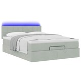 thumbnail of vidaXL Ottoman-Bett mit Matratze & LEDs Hellgrau 140x190 cm Samt