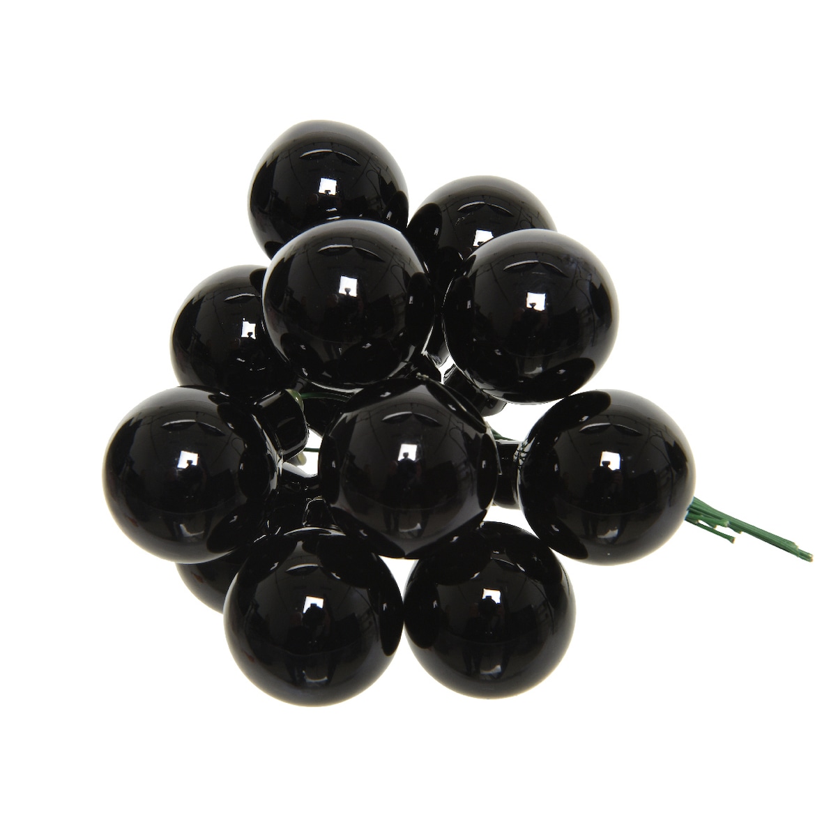 12 Glaskugeln am Draht 2cm Weihnachtskugeln Spiegelbeeren zum Basteln schwarz