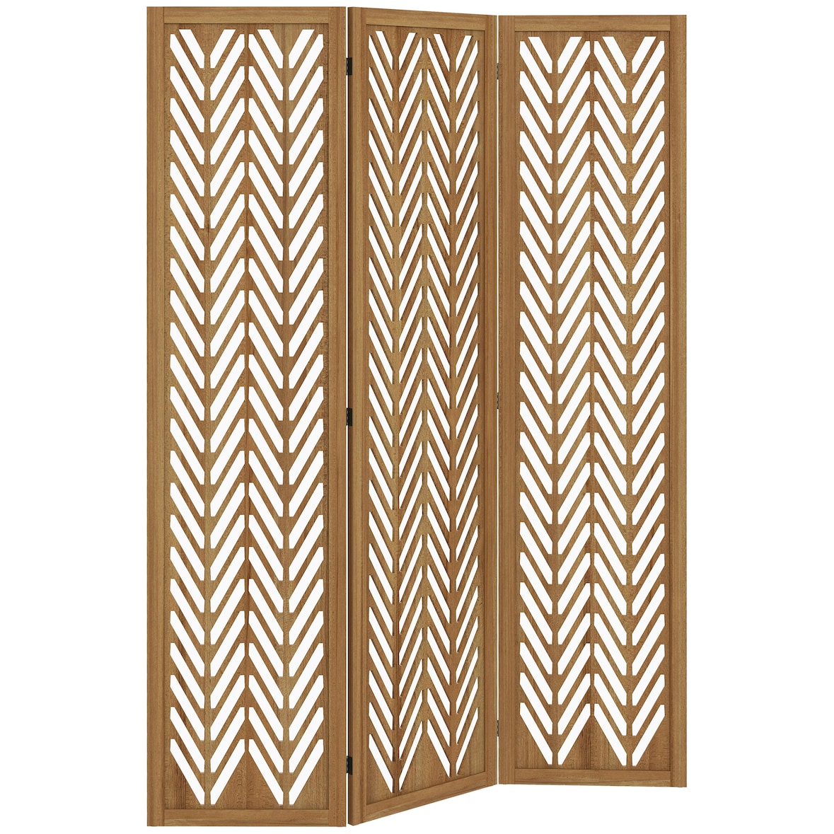 HOMCOM Biombo de 3 Painéis Dobrável 120x1,7x170 cm Separador de Ambientes de Madeira com Padrões Geométricos Madeira