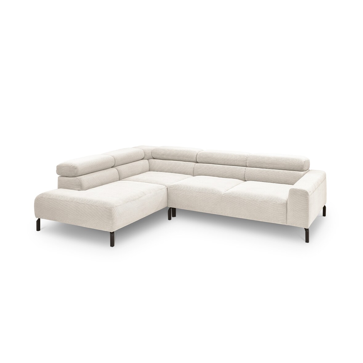 KAWOLA Sofa DELIA Ecksofa Feincord weiß Recamiere links