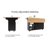 thumbnail of Kücheninsel Küchenwagen 120x70x80 cm klappbarer Tisch mit Stauraum und Rollen, MDF+Glas, Schwarz+Natur