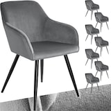 thumbnail of tectake Esszimmerstuhl Marilyn Samtoptik, schwarze Stuhlbeine - 8er Set grau/schwarz