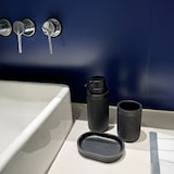 thumbnail of Relaxdays Bad Accessoires, 3-teilig, Seifenschale, Seifenspender, Zahnputzbecher, Polyresin, Bad Zubehör Set, schwarz