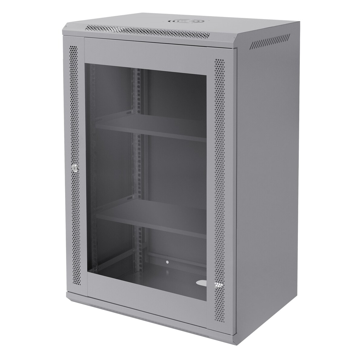 ECD Germany Netzwerkschrank 18HE Grau, Serverschrank 19 Zoll, Wandmontage 600×900×450 mm, abschließbare Glastür, Traglast 60 kg